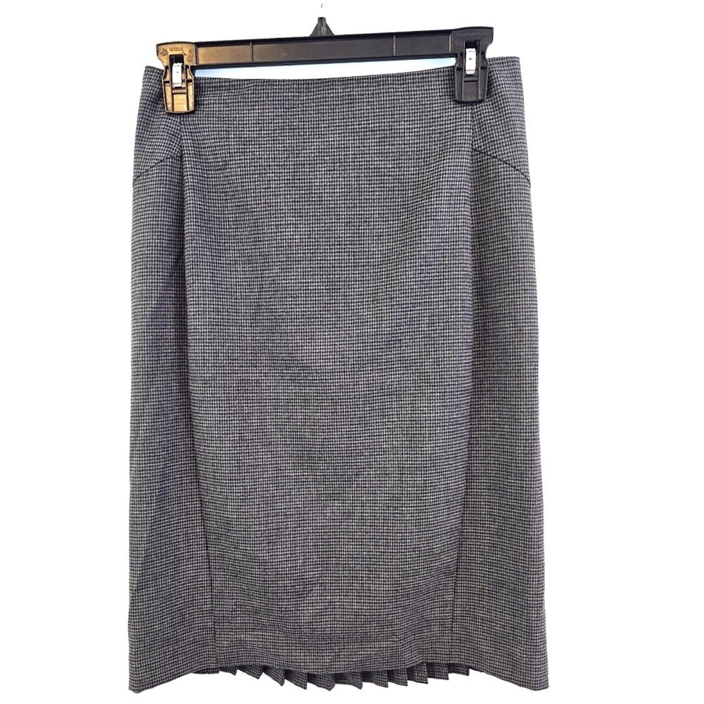 Express Size 0 Black Gray Houndstooth Pencil Straight Skirt Back Ruffle